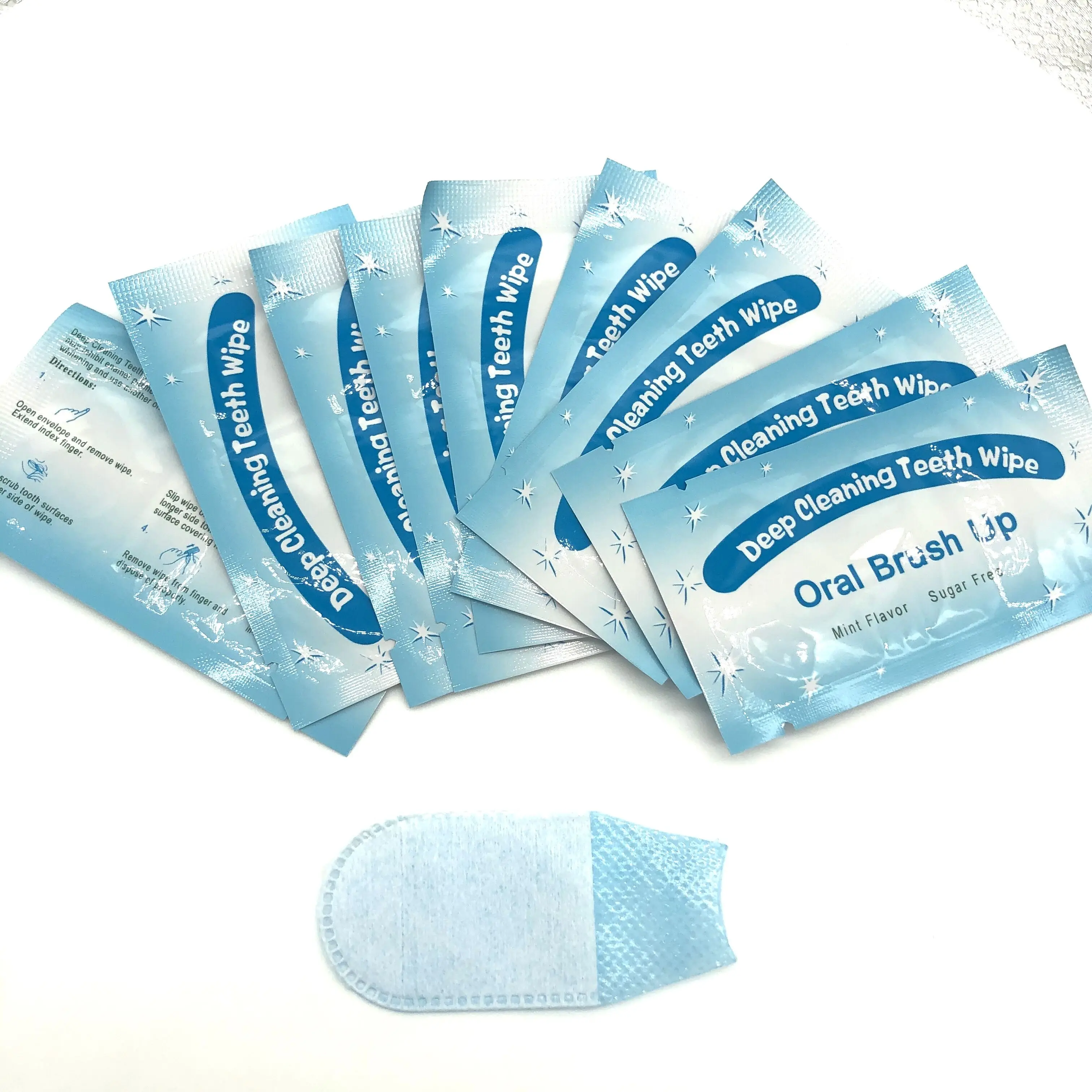 Disposable Easy Brush Up Clean Teeth Finger Wipe-s Teeth Whitening Oral Brush Up With Wholesale Price