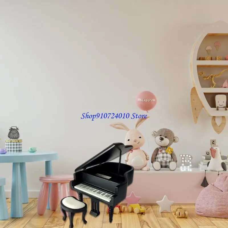 

77HD Vintage Piano Stool Model Stool Room Decorations Pretend Playset Toy