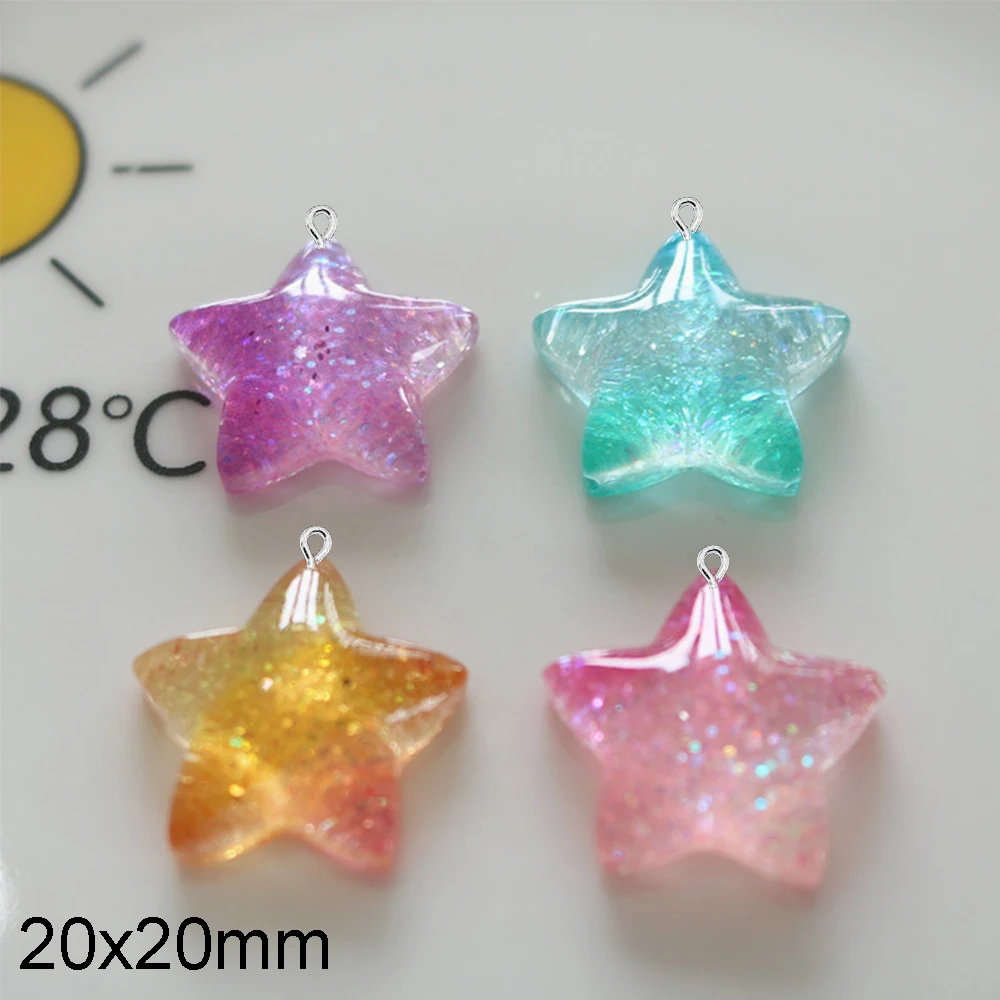 10PCS Gradient Star Series Flat Back Charms For Earrings Bracelet Hairpin DIY Jewelry Pendants Decoration Accessories