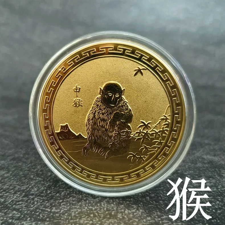 10pcs/lot Chinese Feng Shui 12 Zodiac Gold Plated Coin Tiger Dragon Rabbit Horse Animal Commemorative Coins For New Year
