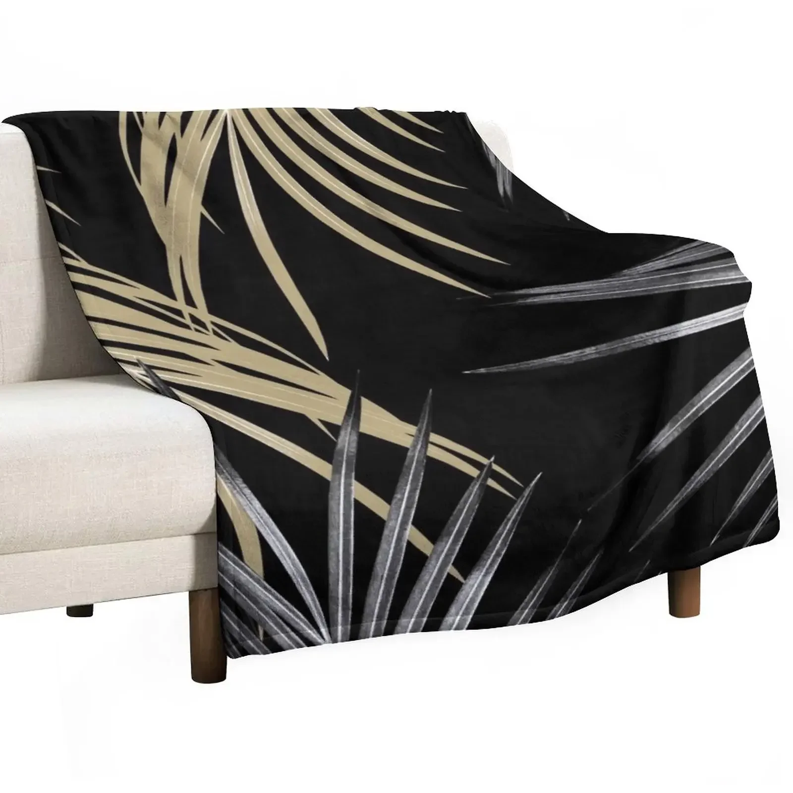 

Gold Gray Palm Leaves Dream #1 #tropical #decor #art Throw Blanket For Sofa Thin anime Weighted Giant Sofa Blankets