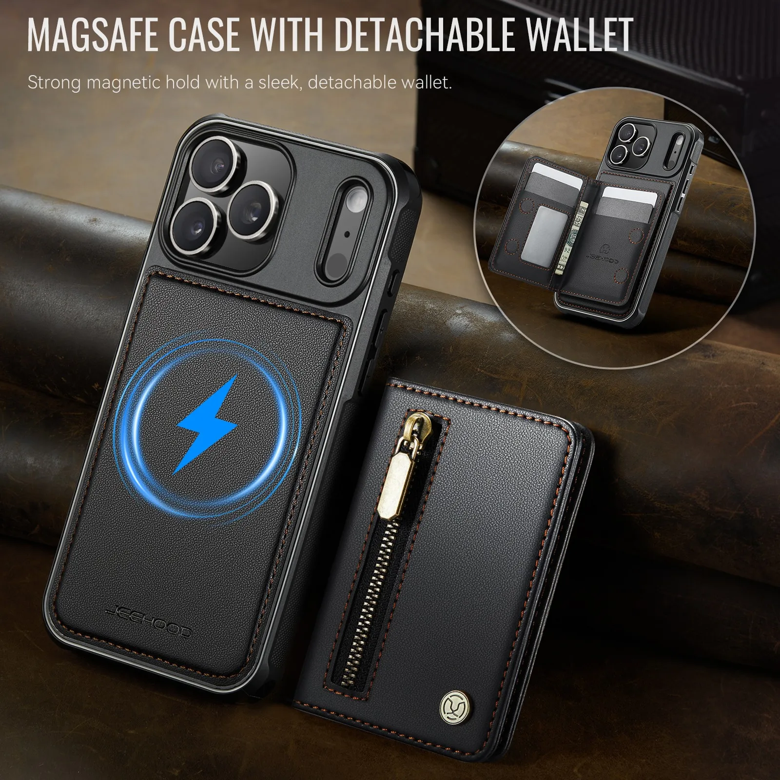 محفظة جلدية قابلة للفصل حافظة هاتف مغناطيسية لهاتف Magsafe لهاتف iPhone 17 Air 16 15 14 Plus 13 12 Pro Max غطاء فتحات جيب للبطاقات #5