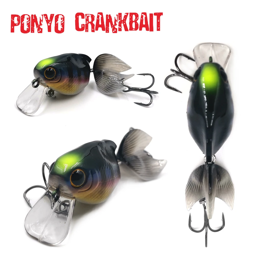 TheTime 7g PONYO Floating Crankbait Lures 2 Sections Artificial Wobblers Crank Hard Bass Bait Fishing Tackle 60mm Trout Wobblers