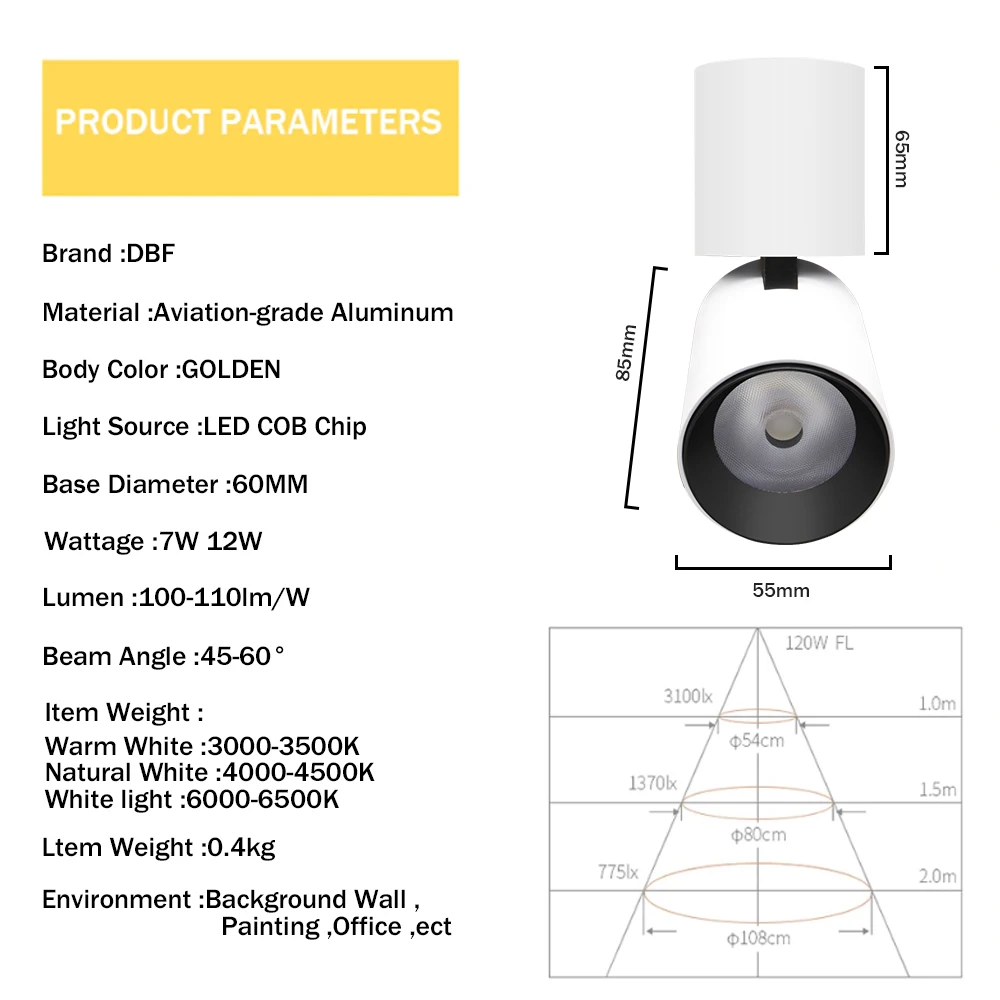 LED Surface Mount Downlight พับหมุนเพดาน Spotlight 7W 12W อลูมิเนียมโคมไฟสําหรับห้องครัวร้านเสื้อผ้า