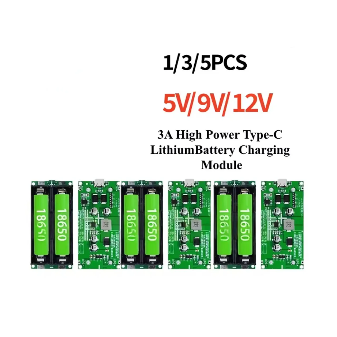 Lithium Battery Charger Module 5V 9V 12V DC-DC Step Up Booster Fast Charge UPS Power Supply Converter Type-C 15W 3A 18650