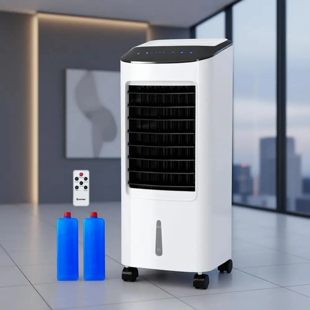 Refrigerador de ar portátil com display LED, controle remoto, temporizador de 7,5 horas, resfriamento e umidificação para casa e escritório (29 polegadas)