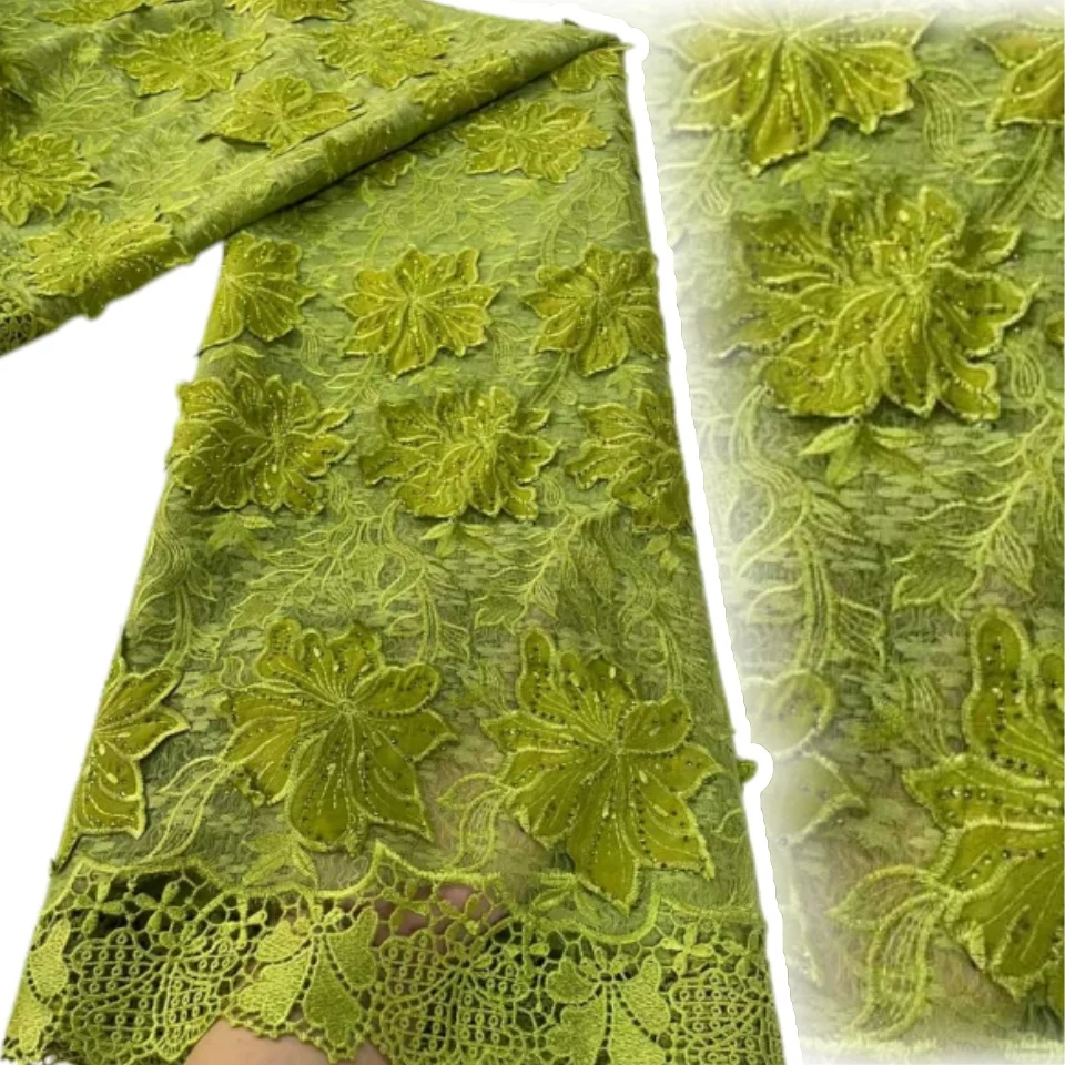 

Новейшая африканская гипюровая кружевная ткань с камнями 2026, швейцарское нигерийское кружево с вышивкой, подходит для праздничных платьев 2420