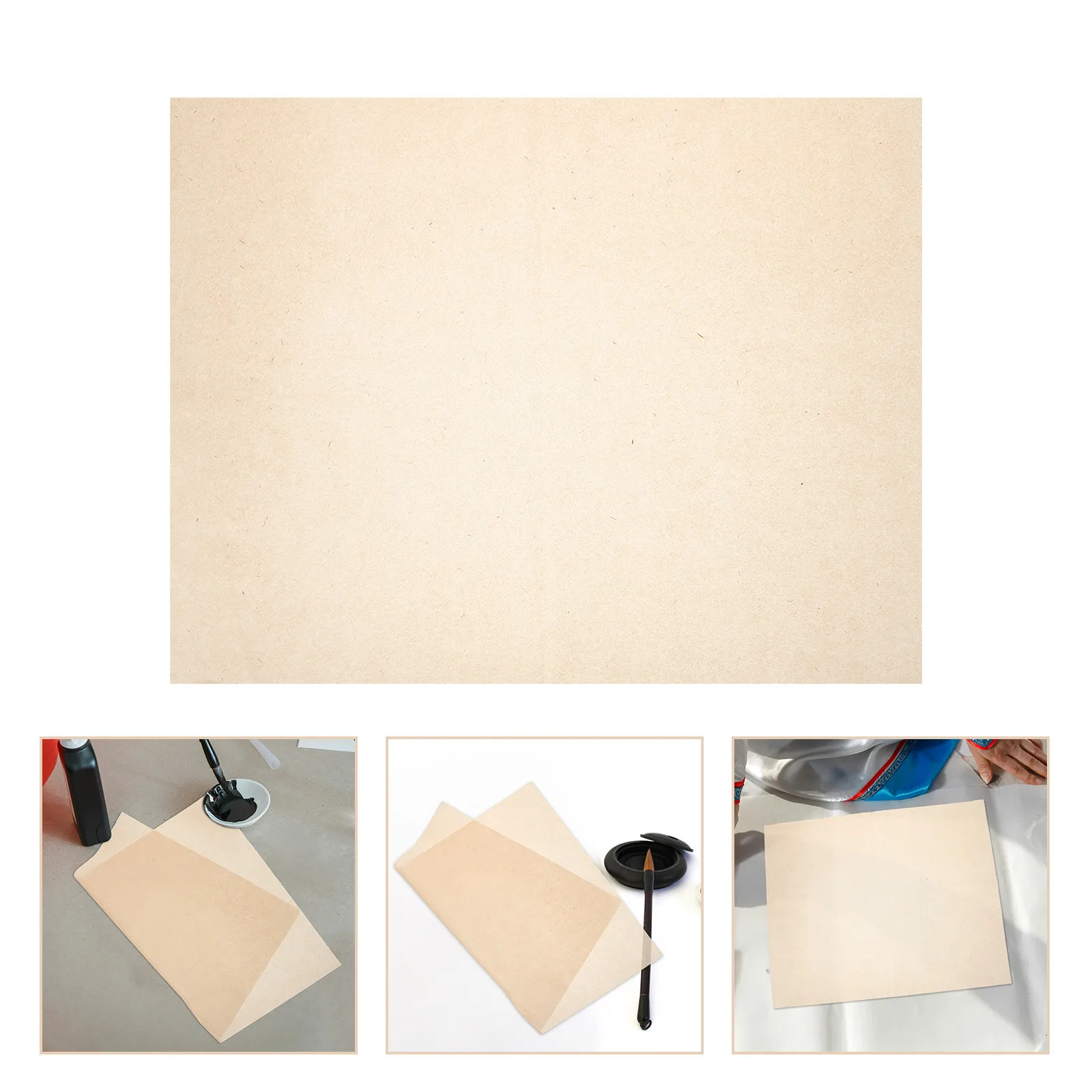 50Pcs Ancient Technique Handmade Xuan Paper Semi-Raw Texture Calligraphy Practice Sheets Tone Rice Paper for Ink