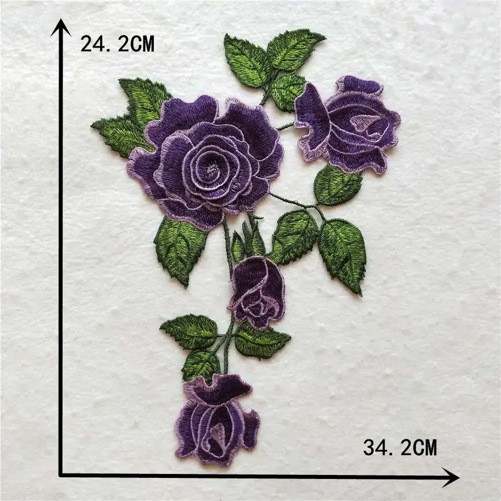 Rose flower embroidery clothing fake collar sewing chest applique fabric DIY craft supplies accessories 1 piece for sale