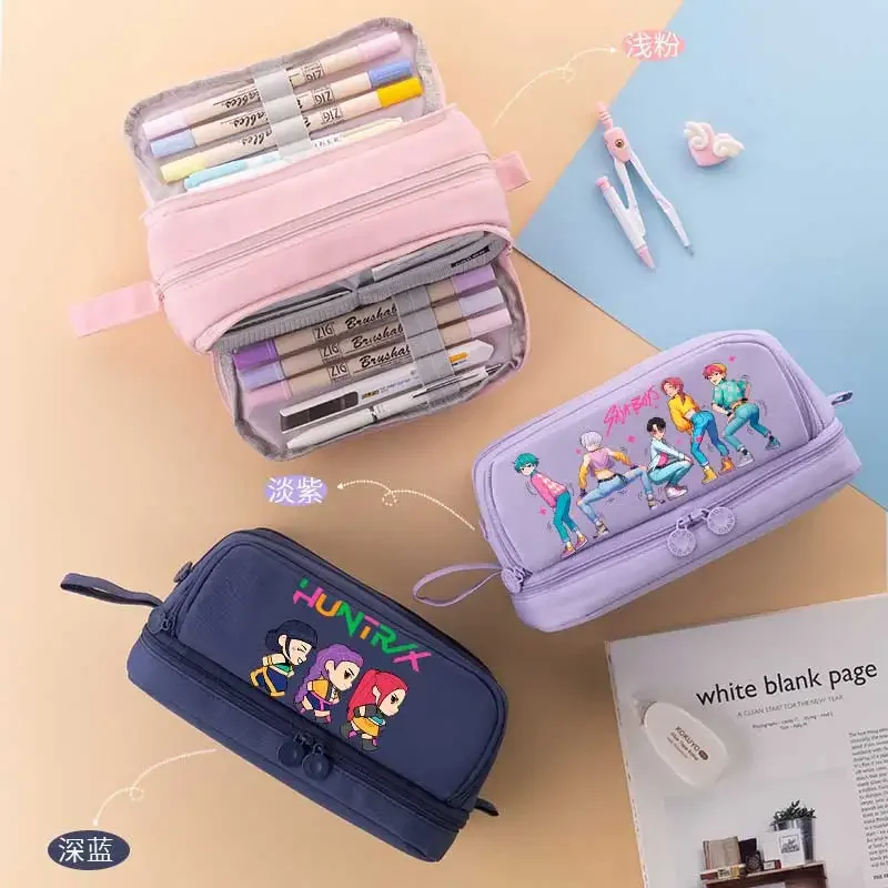 

K-pop Demon Hunter, большая емкость, цветная простая молния, пенал Sajaboys, сумки для ручек, Papeleria, канцелярские принадлежности для школы, офиса