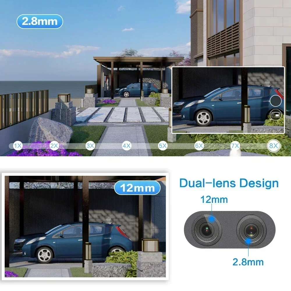 كاميرا IP 4MP 4K عدسة مزدوجة 8X تكبير هجين في الهواء الطلق AI كشف الإنسان 2-Way الصوت CCTV مراقبة الفيديو كاميرات واي فاي PTZ #2