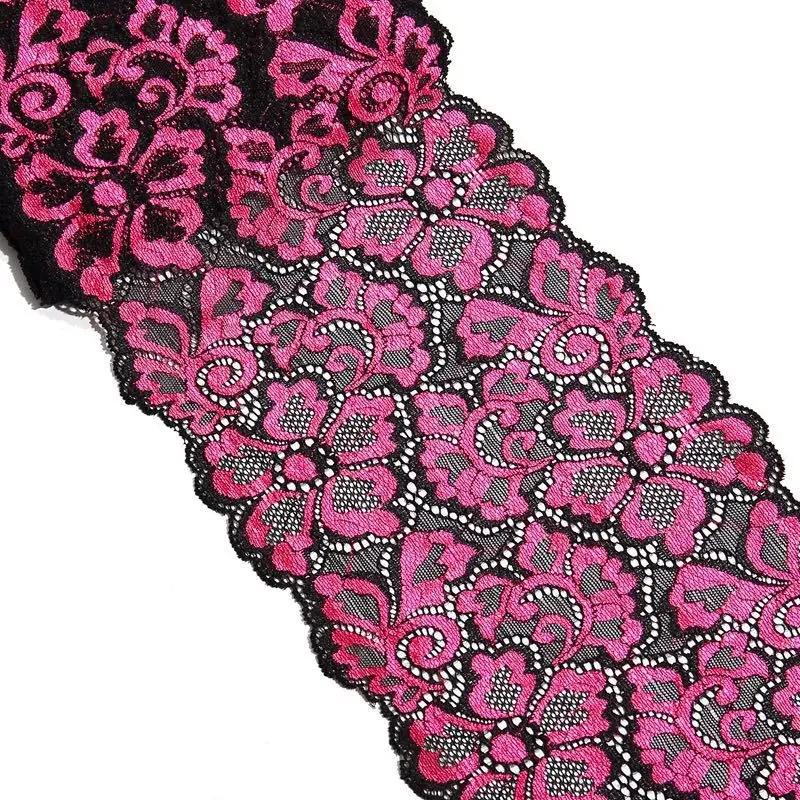 1 Meter elastisches Spitzenband, breit, bestickt, nigerianischer afrikanischer Stoff, dehnbar, weiß, schwarz, zum Nähen, Unterwäschezubehör – Detail 6