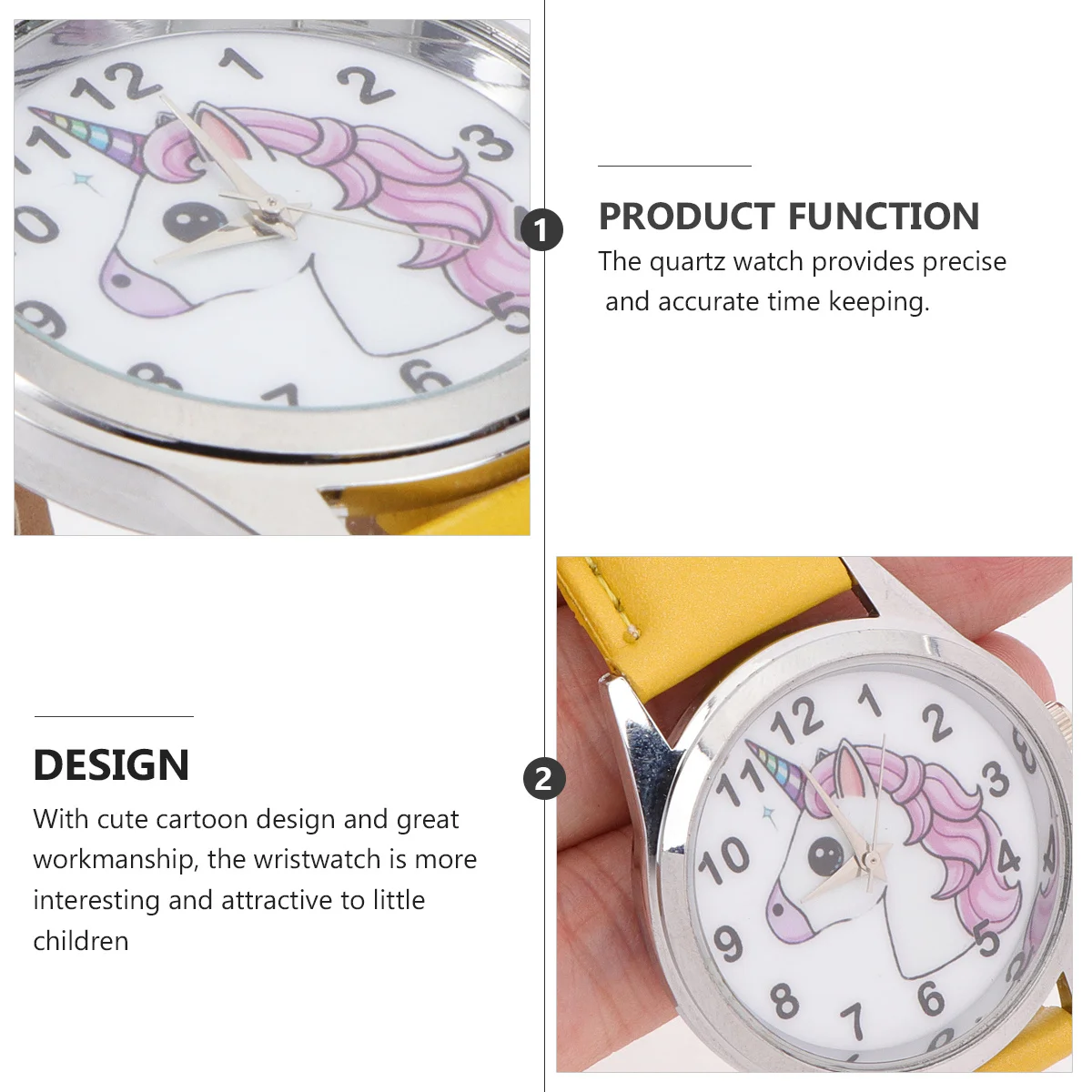 ساعة يد بنمط وحيد القرن باللون الأصفر ومتينة ومريحة ودقيقة لحفظ الوقت وحزام قابل للتعديل رائع #6