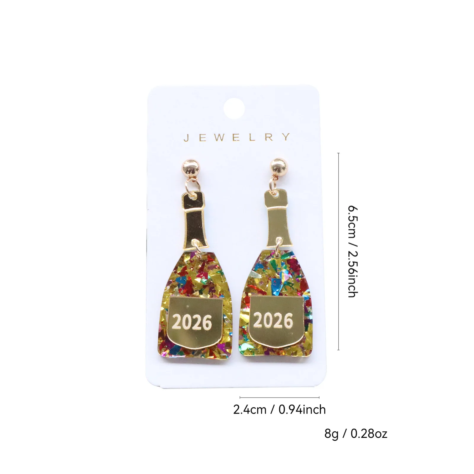 2026 السنة الجديدة الاكريليك الشمبانيا أقراط متعة فريدة من نوعها الأقراط الإبداعية الأوروبية الأمريكية عبر الحدود عطلة استرخى الأقراط #5