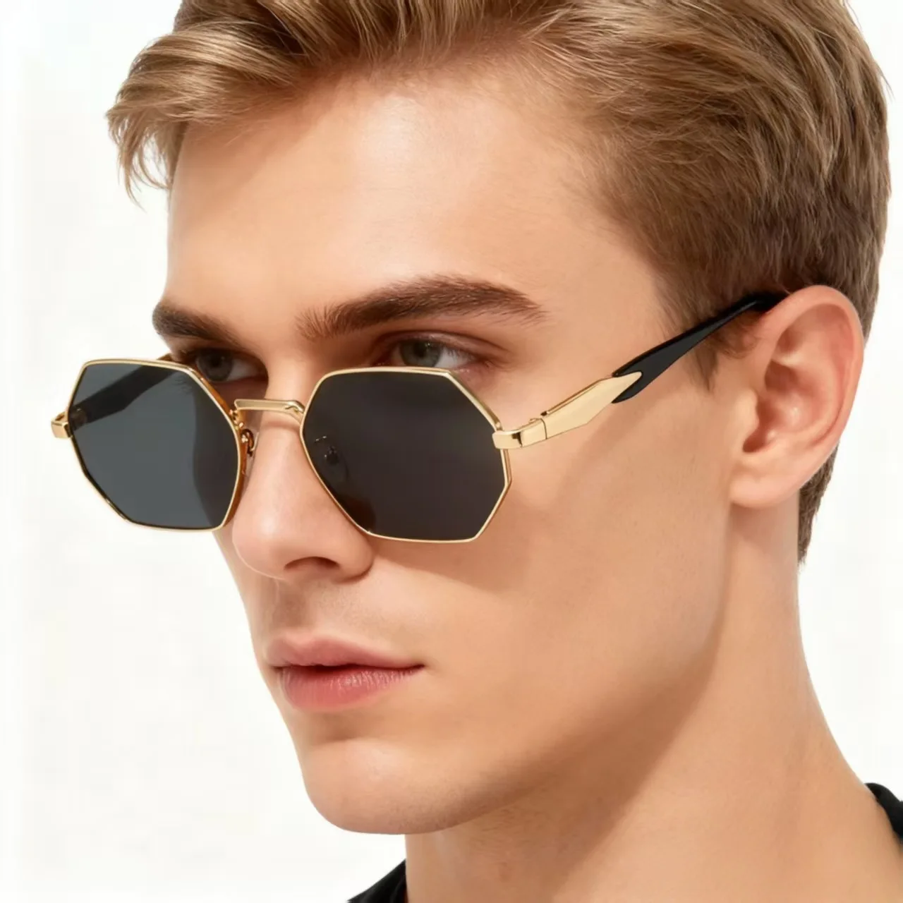 

Солнцезащитные очки с металлическими оправами в ретро-стиле, ромбовидной формы, с высококачественной полнорамной защитой от ультрафиолета для вождения автомобиля, модель 2419