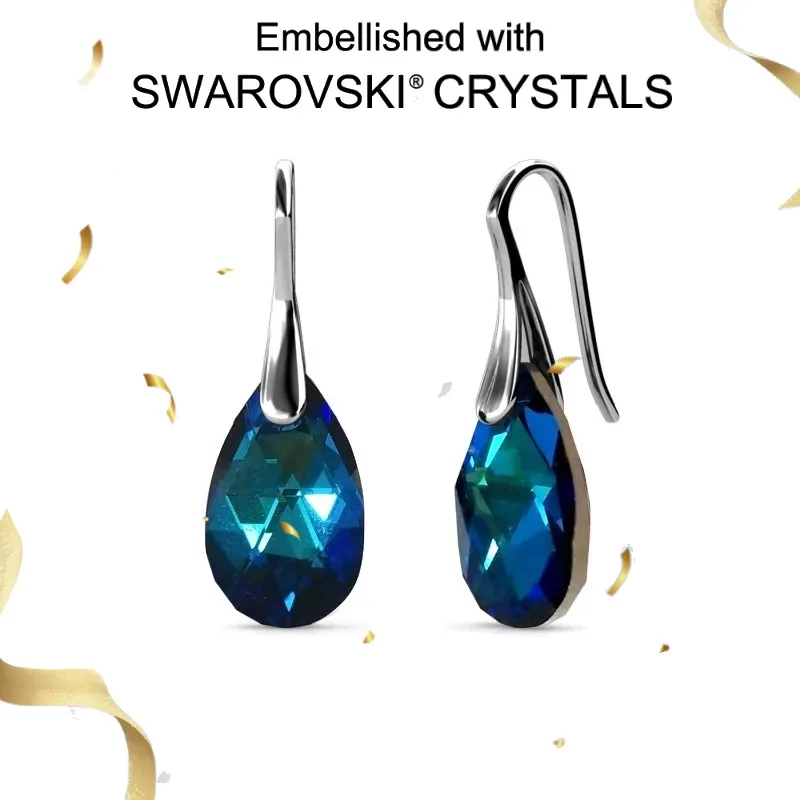 

Daisini 925 Sterling Silver Water Drop Ear Hook Earrings Using Swarovski Austrian Crystal Jewelry for Women Mother Gifts