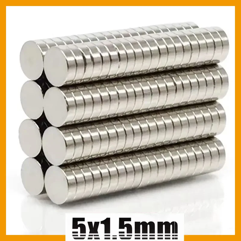 5x1.5mm 20/50/100/200/500pcs Powerful Strong Magnet Thin Neodymium Magnet N35 NdFeB Disc 5*1.5mm Permanent Small Round Magnet