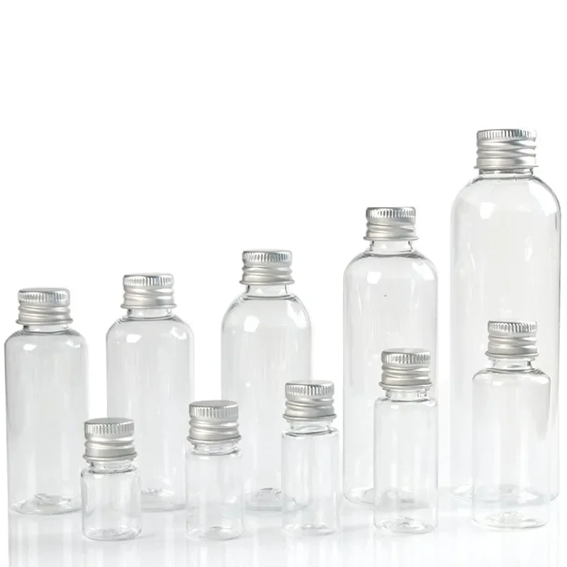 30Pcs 5/10/20/30/50/60/100/120ML Plastic Bottle with Aluminum Screw Cap Cosmetic Container Travel Kits Portable PET Lotion Cream