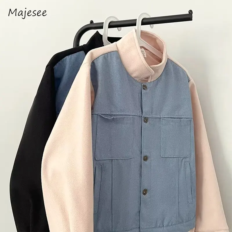 Jackets Men Loose All-match Casual Fashion Spring Stand Collar Patchwork Youthful Streetwear Japanese Style Daily Teenagers Soft