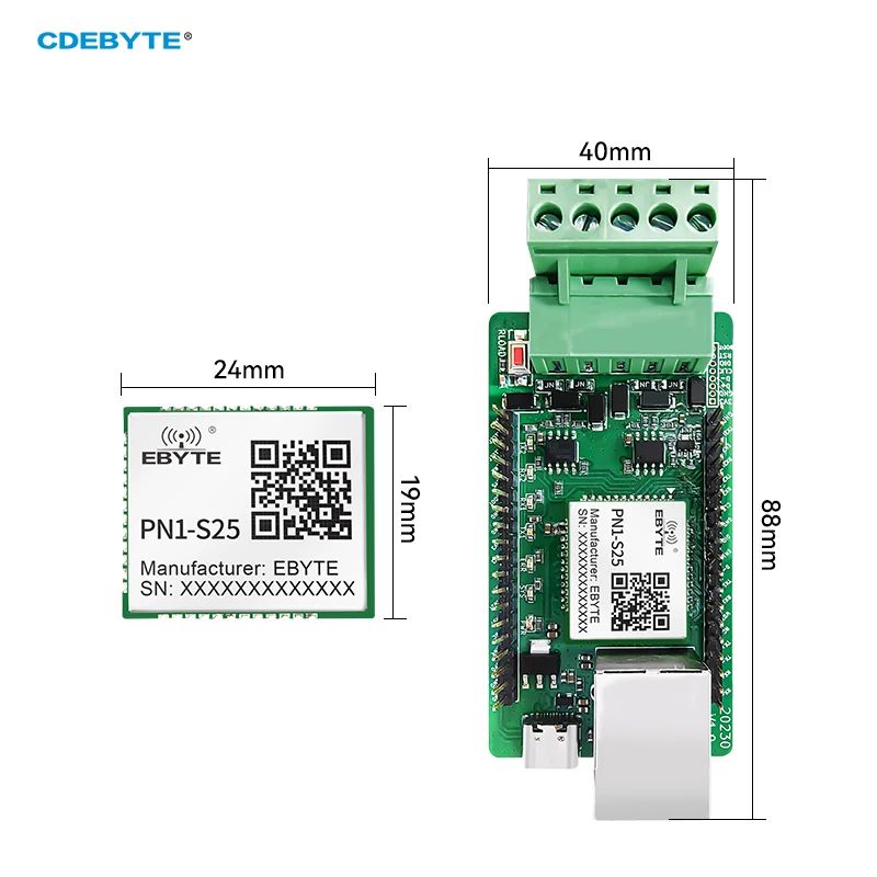Profinet to Modbus Gateway RS485/RS422 2 Serial Ports SMD Module 10/100M Small Size Build-in Firmware CDEBYTE PN1-S25 Modbus