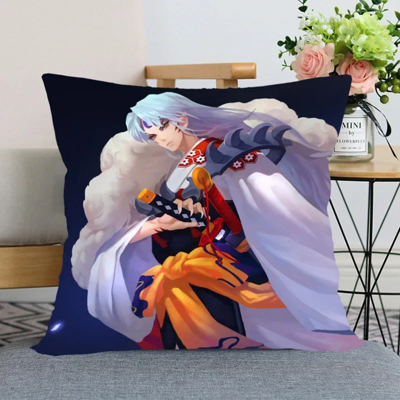 Inuyasha Anime Character Decoration Square Polyester Soft Pillowcase 45x45cm Home Bedroom Office Hotel Decorative Pillowcase.  .