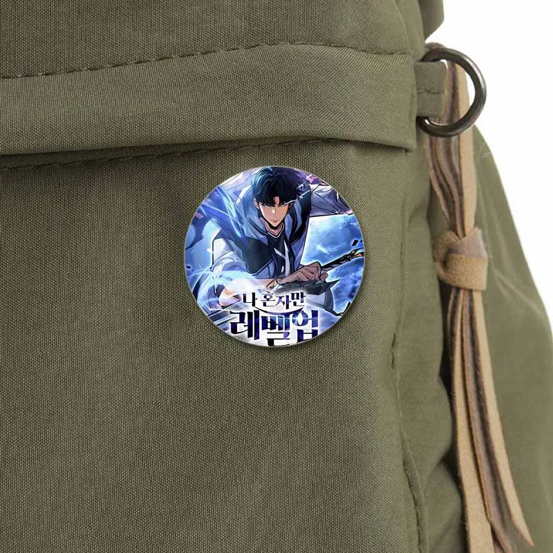 Anime Solo Leveling 32/44/58mm Simple Button Pins,Round Snap in Design Brooch,Daily Stylish Ornament Badge,Ideal Gift for Friend