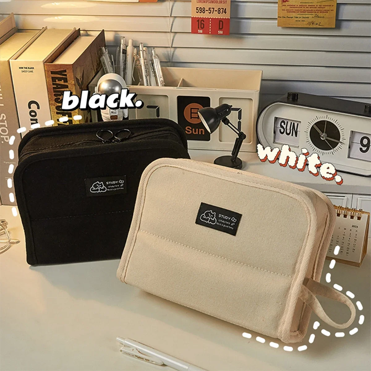 

Canvas Large Capacity Pencil Cases for Students Portable Pencil Bag Ins Girl Simple Storage Office School Supplies Stationery