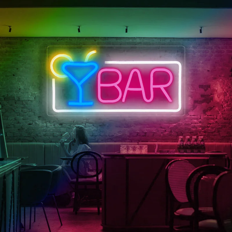 شريط إضاءة LED مع لوحة خلفية من الأكريليك - إضاءة زخرفية حديثة للمنزل والبار وديكور الغرفة مع فتحات تعليق ومفتاح تشغيل/إيقاف #4