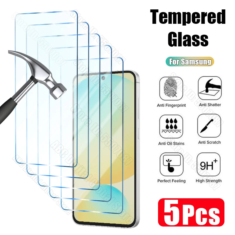 

5PCS Protective Glass for Samsung Galaxy A55 A15 A35 A54 A32 A34 A25 A14 A24 A13 A12 A22 A23 A33 A53 A73 A52S 5G Tempered Glass