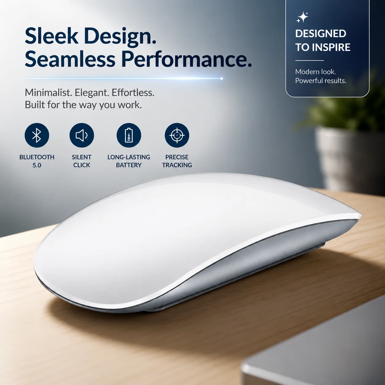 Bluetooth Wireless Smart Portable Slim Mouse Ergonomic Lightweight Rechargeable Office Slient Click Mouse For PC Computer Laptop