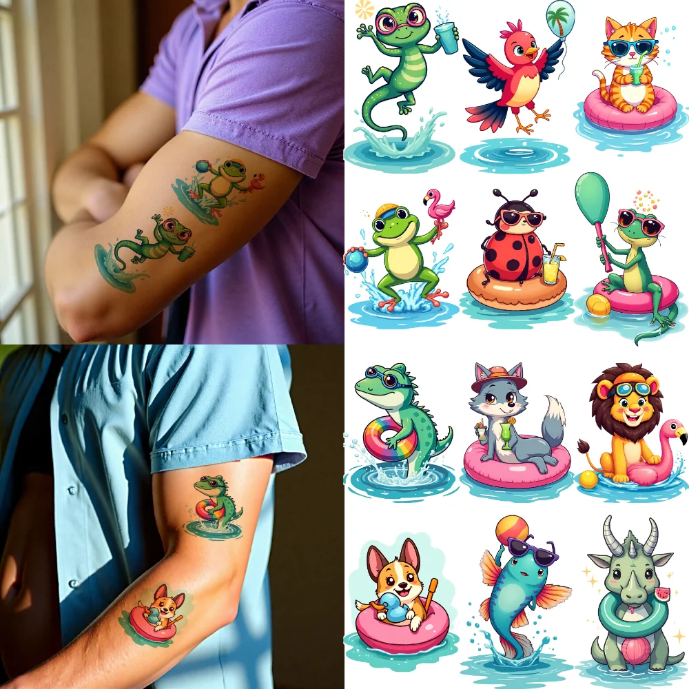 

28 шт., временные татуировки, наклейки с животными, временные татуировки, милые наклейки для щек