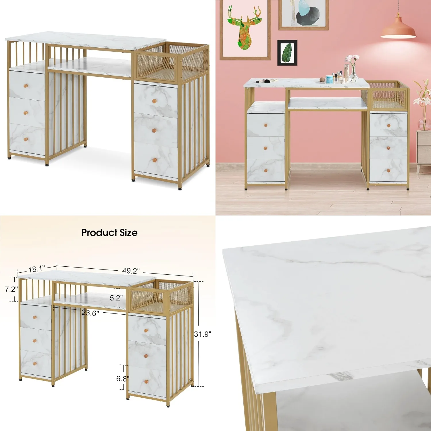 

Маникюрный стол с текстурой мрамора, металлический каркас, устойчивый к ацетону, для салона красоты, с местом для хранения, белый, на заказ