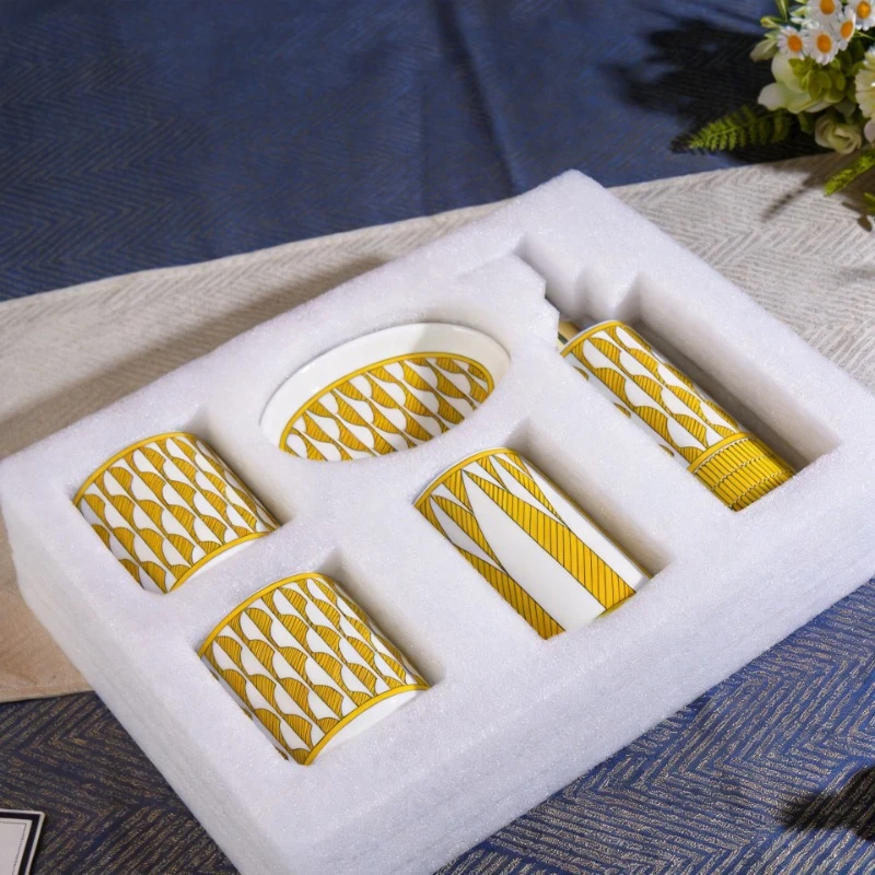 Bathroom Storage 5-Piece Set Of Geometric Pattern Toothbrush Bucket Pressing Divided Bottle Housewarming Casual Gift