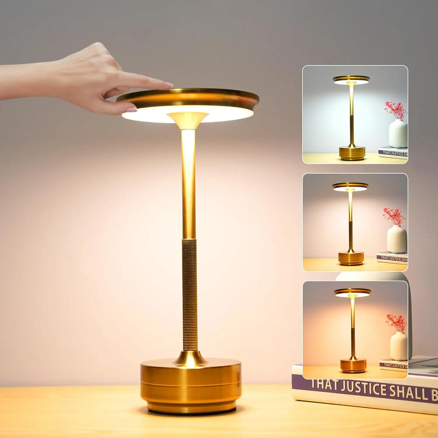 

LED Table Lamp Rechargeable Cordless Desk Lamp with Touch Sensor 3 Level Dimmable for Office Bedroom Hotel Room Reading Lamp