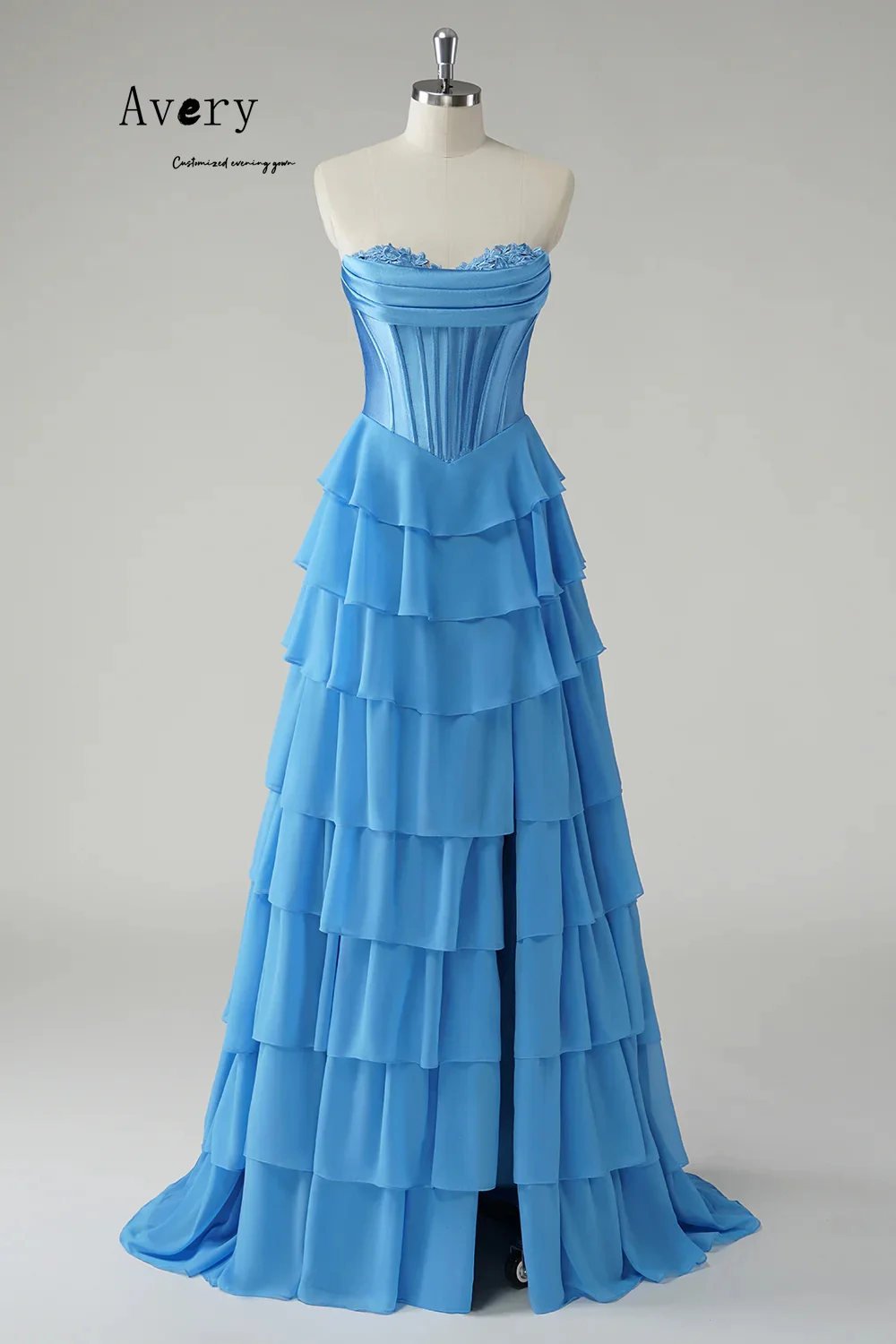 فساتين سهرة نسائية فاخرة بدون أكمام بفتحات جانبية صفراء مخصصة من Avery 2025 فستان حفلات نسائي أنيق فاخر