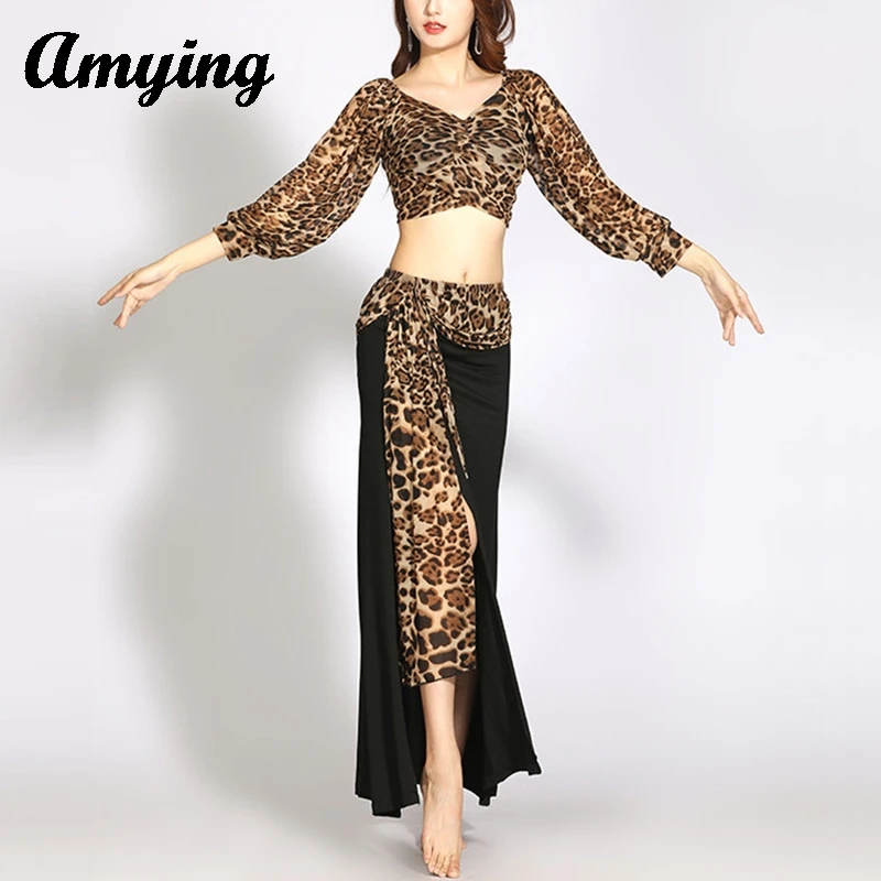 New Belly Dance Costume Set Women Performance Clothing Long Sleeved Top+Elegant Skirt Indian Dance Wear Practice Training Suit