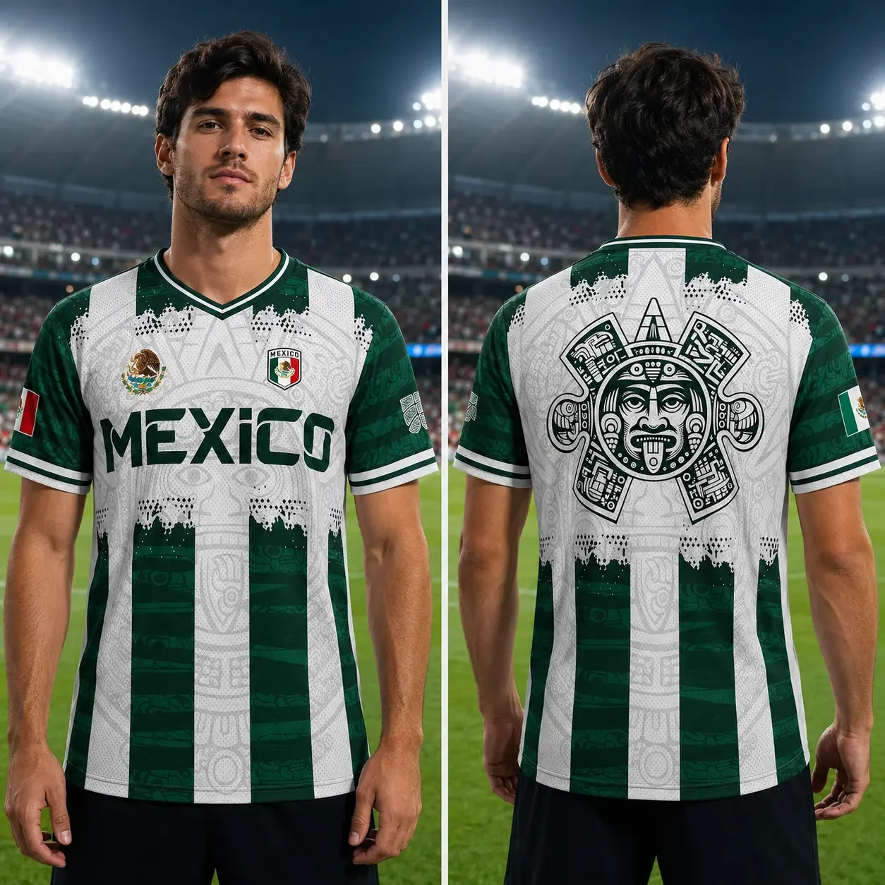 Mexican Aztec Calendar Soccer Shirt - Full Print Casual Four Seasons T-shirt Men and Women Breathable Quick Drying Sports Shirt