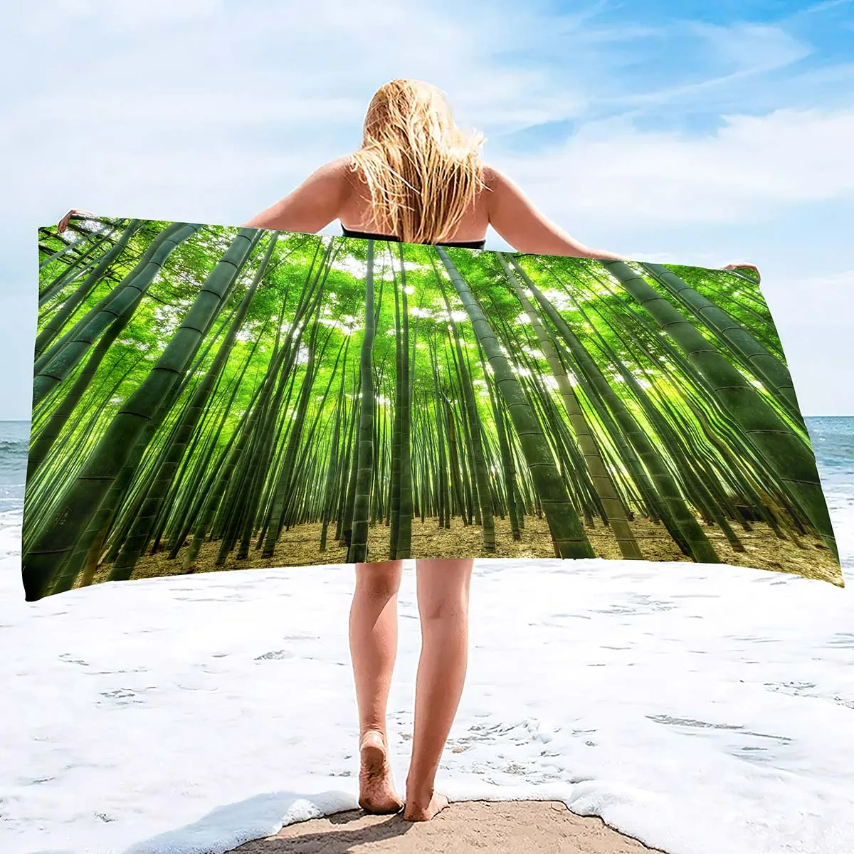 Bamboo Grove Beach Towel Microfiber Towel Large Beach Bath Towel Quick Dry Sand Beach Towels Large Beach Towels for Man Woman