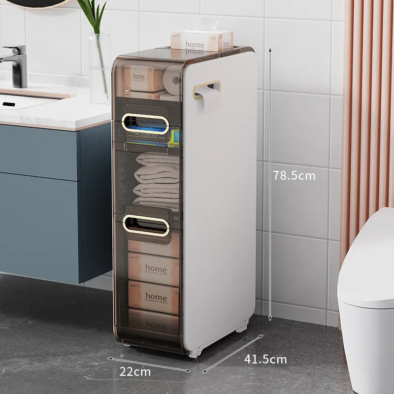 

Toilet crevice storage cabinet drawer toilet narrow crevice locker plastic bathroom ultra-narrow crevice cabinet side cabinet