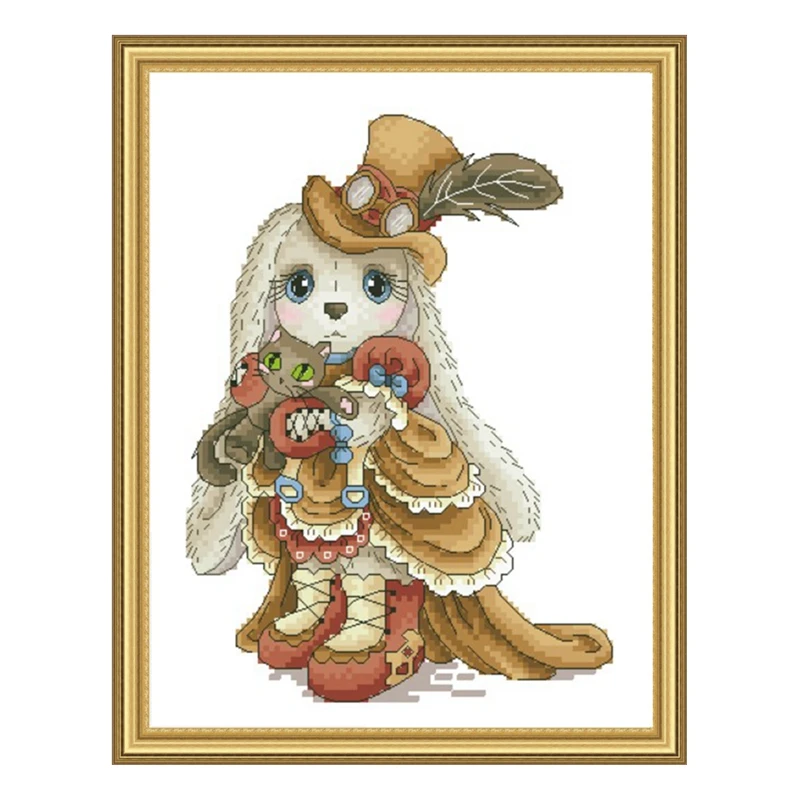 The cross-stitch set 28CT, 18CT, 14CT and 11CT can be selected as the hand-made material pack of printed fabric saga Lady Rabbit