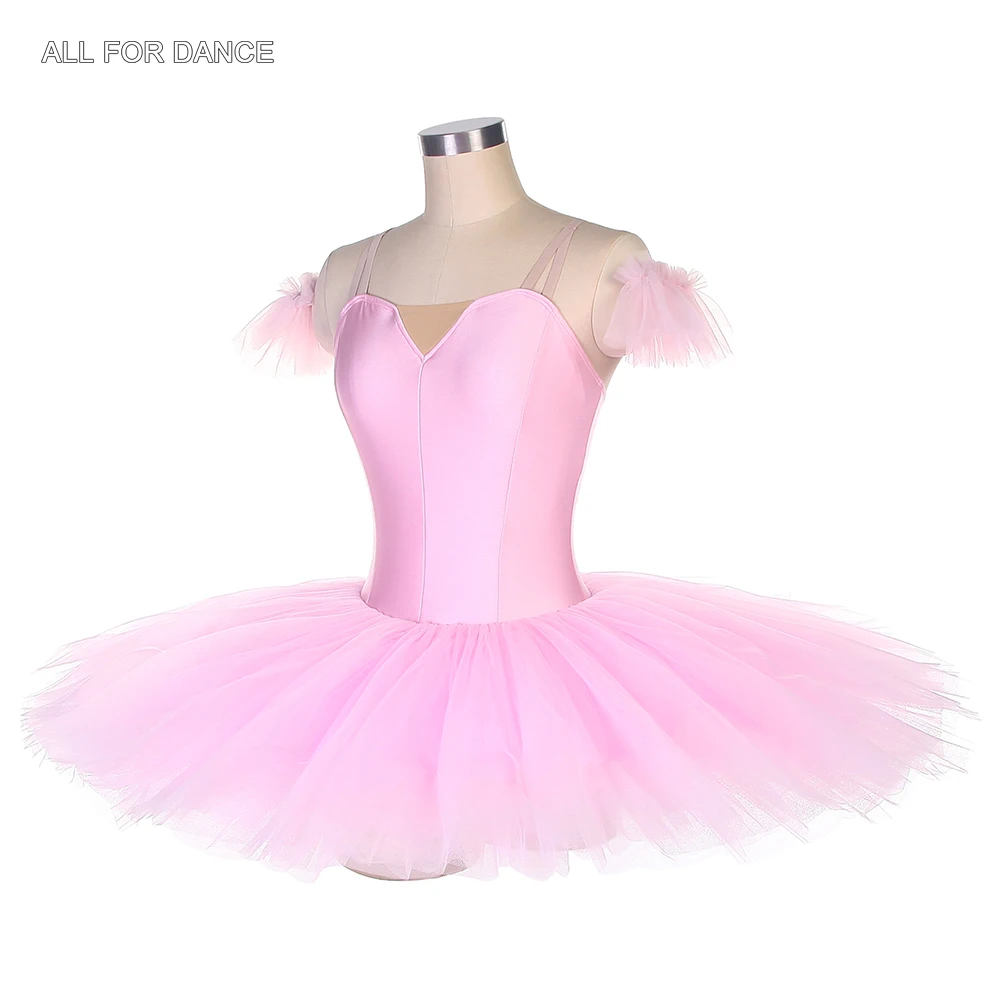 BLL441 성인 소녀 프리프로페셔널 발레 댄스 튜튜 핑크 스판덱스 보디스 누드 V넥 발레리나 드레스 공연복