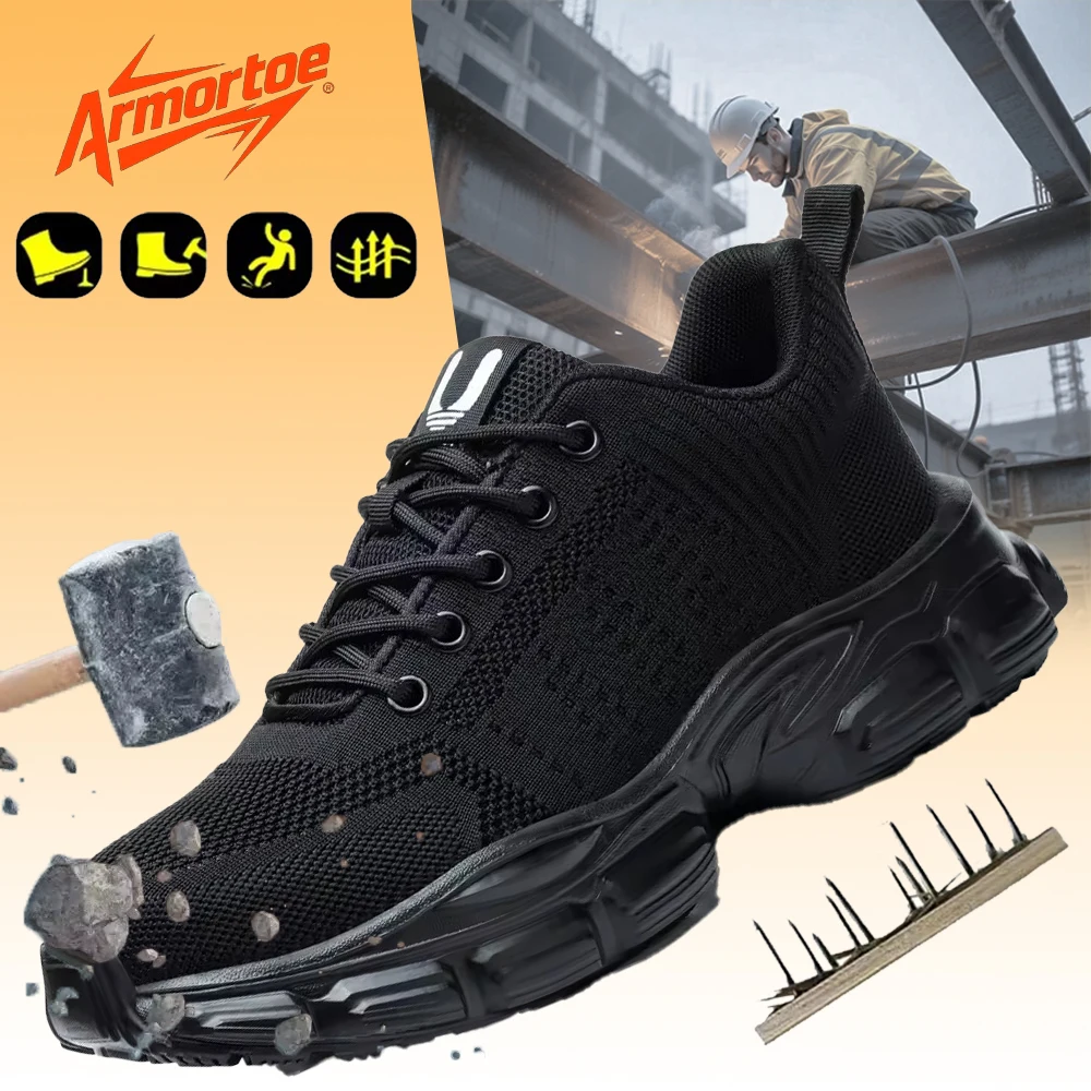

ArmorToe Four Seasons Fashion Safety Shoes Comfortable Breathable Steel Head Anti-smash Anti-stabbing Work Shoes #Armor2679