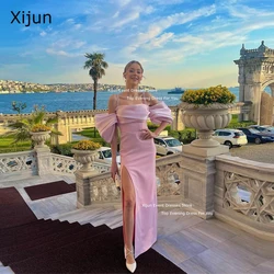 Xijun Blush Pink Mermaid Evening Dresses Sleeves Off The Shoulder Ankle Length Prom Dresses Side Slit Formal Prom Gowns 2024