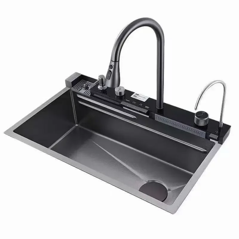 Whale Kitchen Sink Single Bowl Nano Black Honeycomb Large Stainless Steel Multifunctional Vegetable Washing Basin