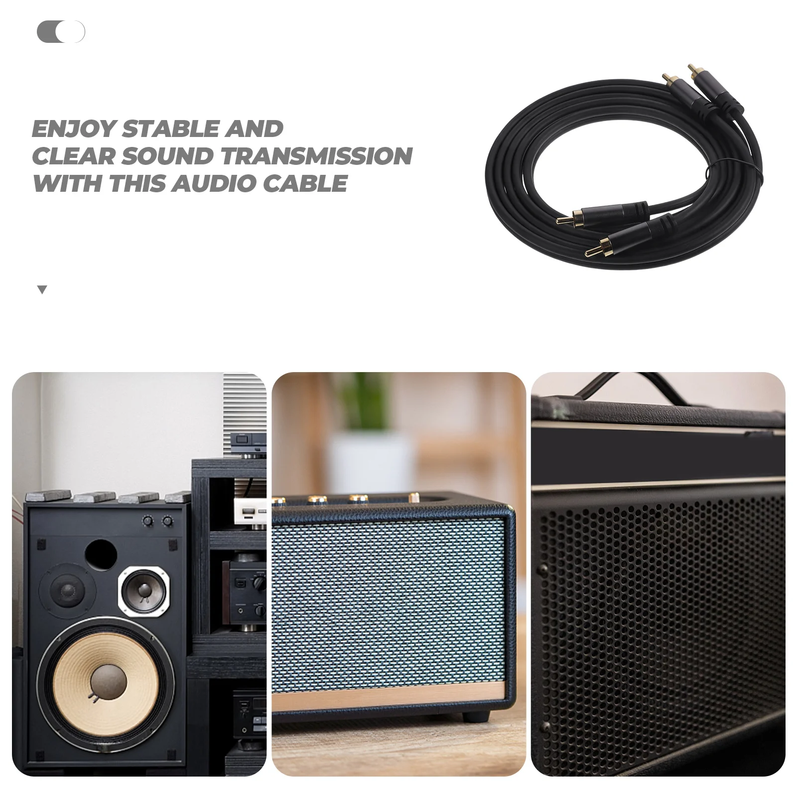 

Head 2 to 2 Audio Cable 1M Gray for Speaker Subwoofer Connection Auxiliary Cord Cables Stereo Jack Audio