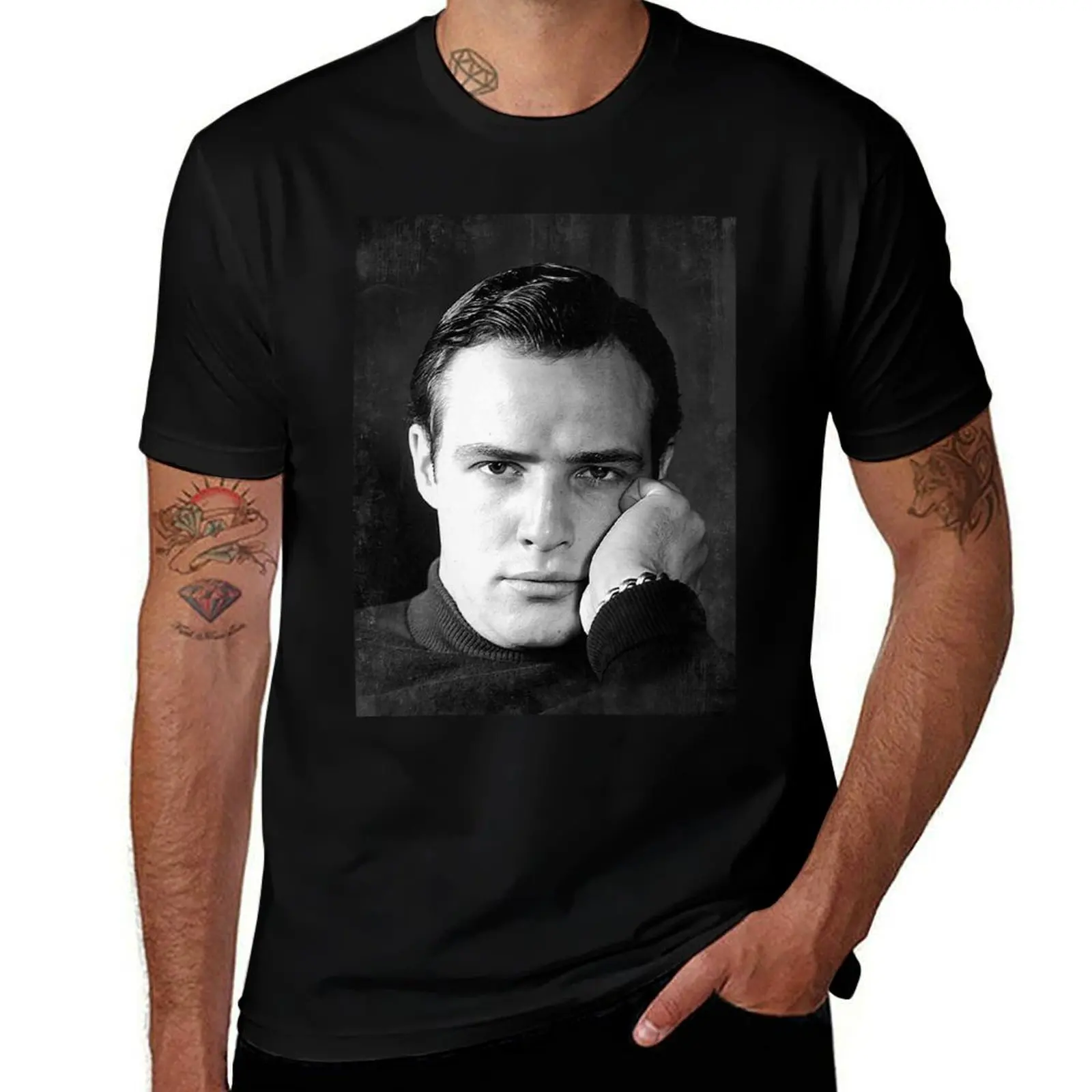 

Marlon Brando - BW Vintage - D17 T-Shirt t shirt custom print cotton tshirt 100% T-Shirt