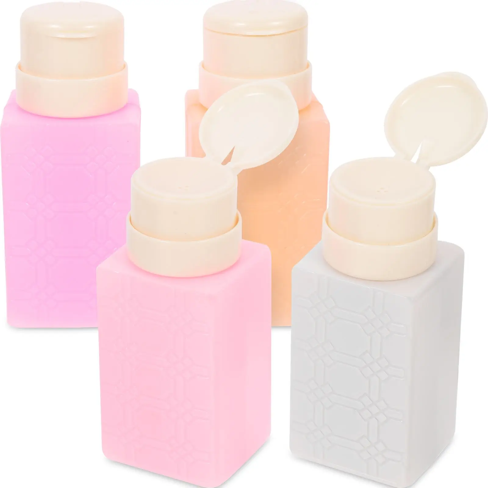 

4 Pcs Nail Remover Water Bottling Leakproof Pump Bottle Refillable Liquid Bottles Storage Stable Empty Pressing Pp Clean