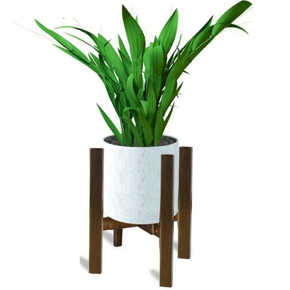 Plant Stand Adjustable Bright Color Modern Bamboo Plant Display Rack For 8-12 Inch Pots Durable Stable Wood Flowerpot Holder