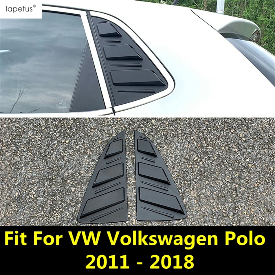 

Rear Window Shutter Louver Sun Shade Side Vent Panel Cover Trim For VW Volkswagen Polo 2011 - 2018 Black Accessories Exterior