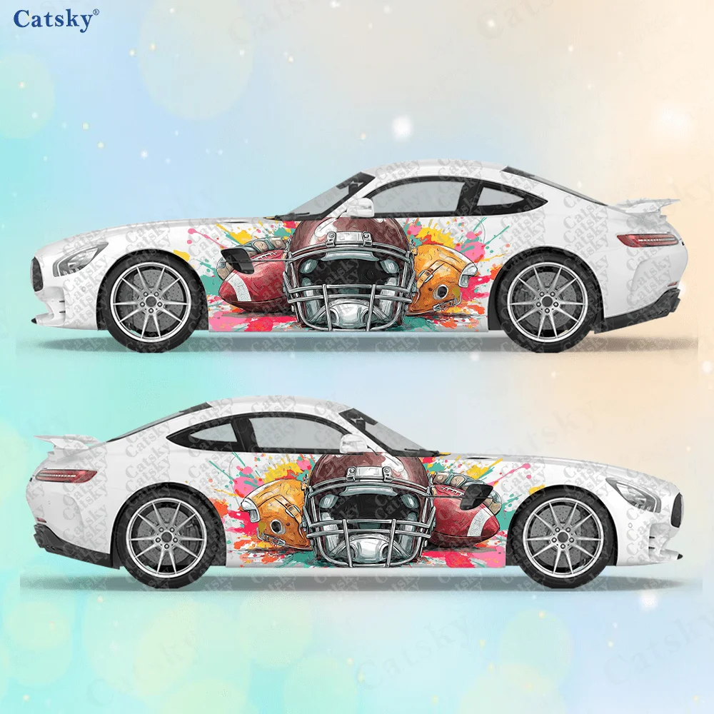 

2 шт. наклеек для боковых частей автомобиля в стиле регбийного шлема, самоклеящиеся, из ПВХ, водонепроницаемые и устойчивые к царапинам, аксессуар для автомобиля, подарок